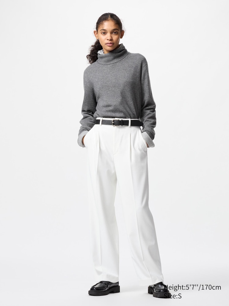 

Широкие брюки со складками Uniqlo, цвет 00 белый