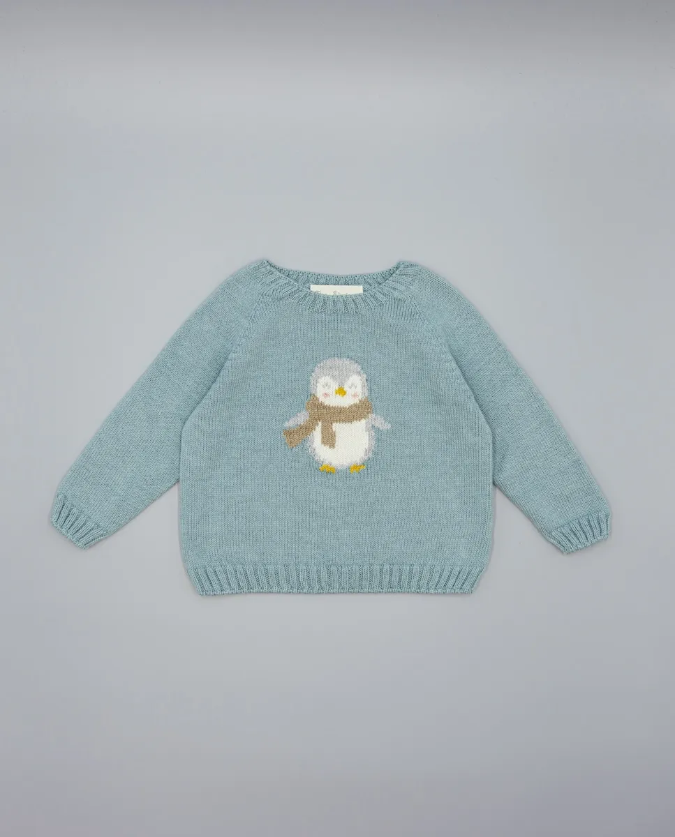 

Вязаный детский джемпер с пингвином Fina Ejerique, светло-зеленый