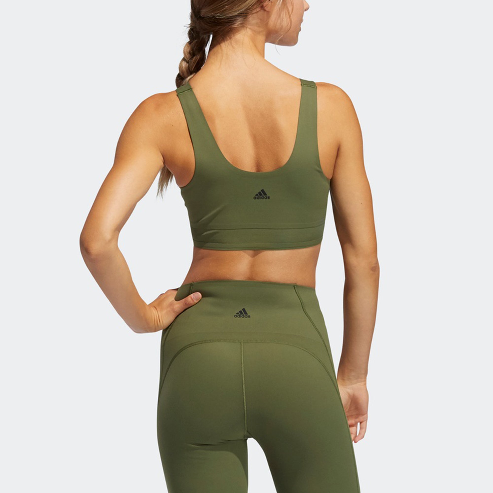 Бюстгальтер (WMNS) adidas Cozy Yoga Bra 'Green' — фото 3