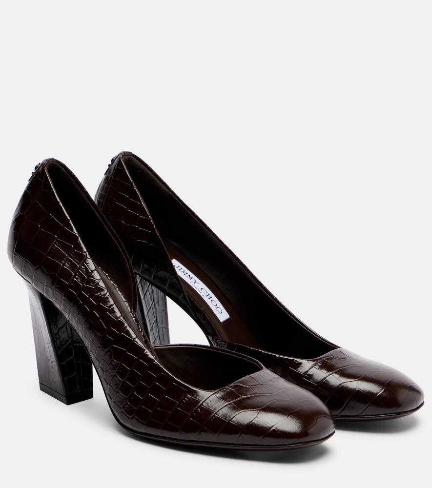 Туфли-лодочки Farren 85 из кожи с эффектом крокодила Jimmy Choo, Chocolate