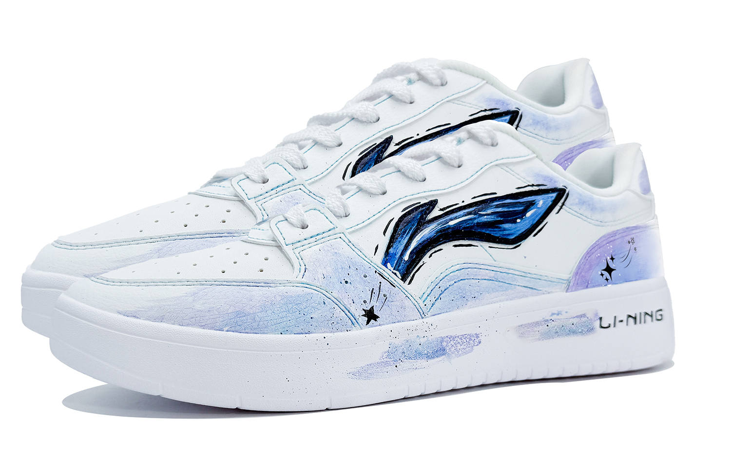 Li-Ning Li Ning Sycee Starry Night Reconstruction Slip Resistant Low top Skateboard Shoes Men's Blue Purple — фото 4