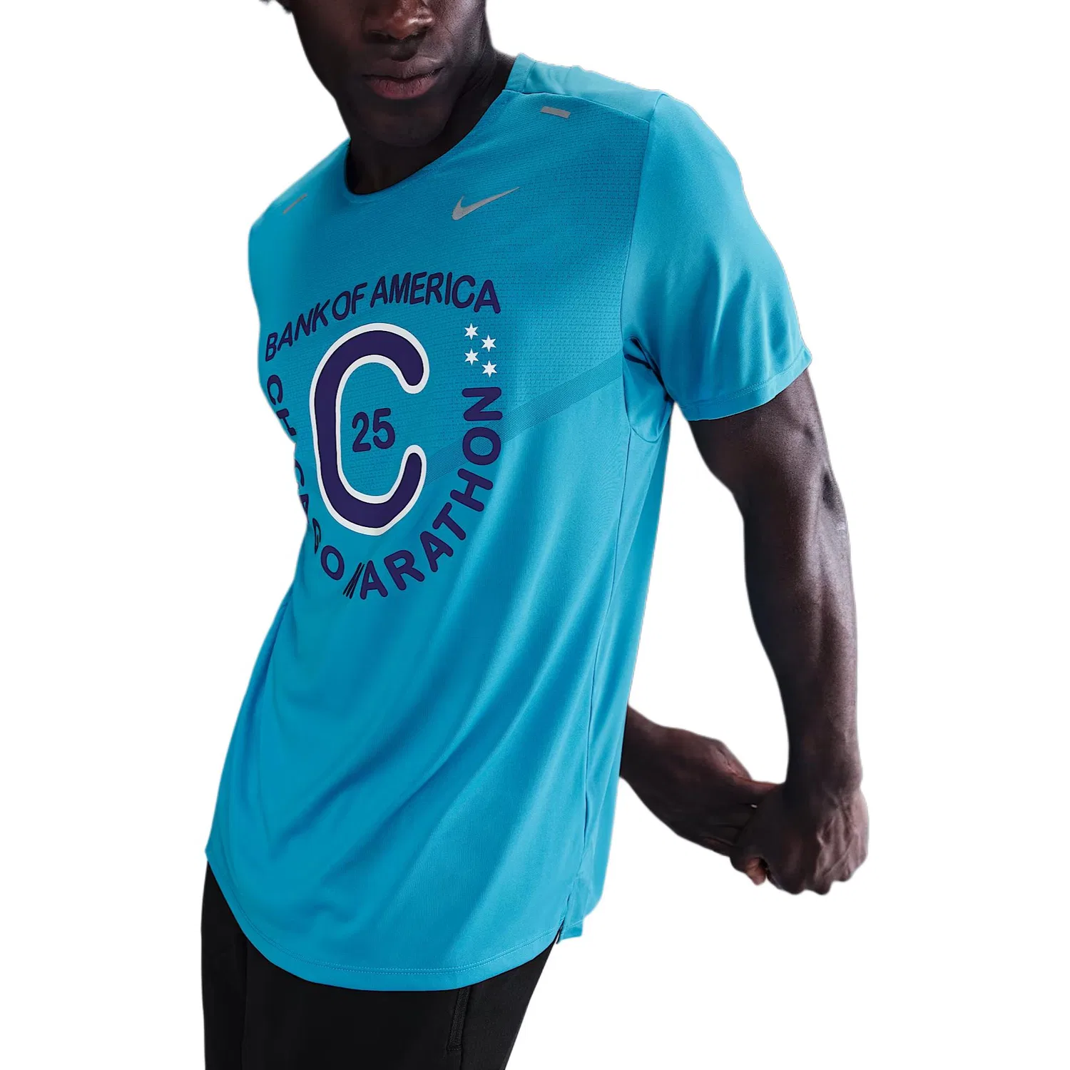Футболка беговая Nike Rise 365 Light Blue — фото 3