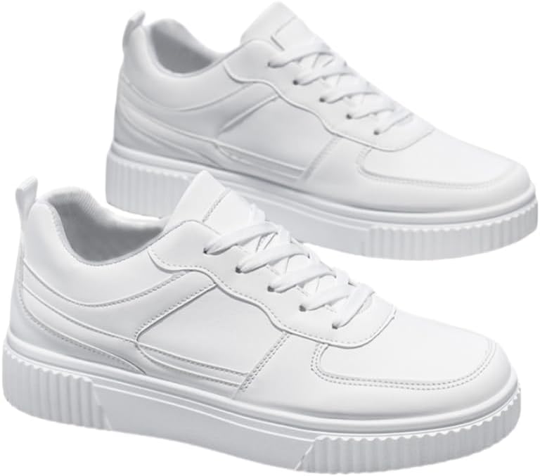 

Мужские кроссовки для скейтбординга - дышащие и удобные спортивные туфли на шнуровке с полосатым дизайном - повседневный уличный стиль, подходят для носки в любое время года Hoalox, белый