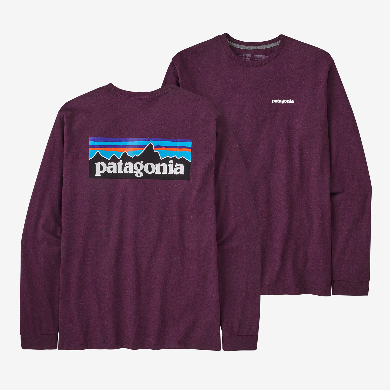 

Мужская футболка с длинными рукавами P-6 и логотипом Responsibili Patagonia, цвет Night Plum