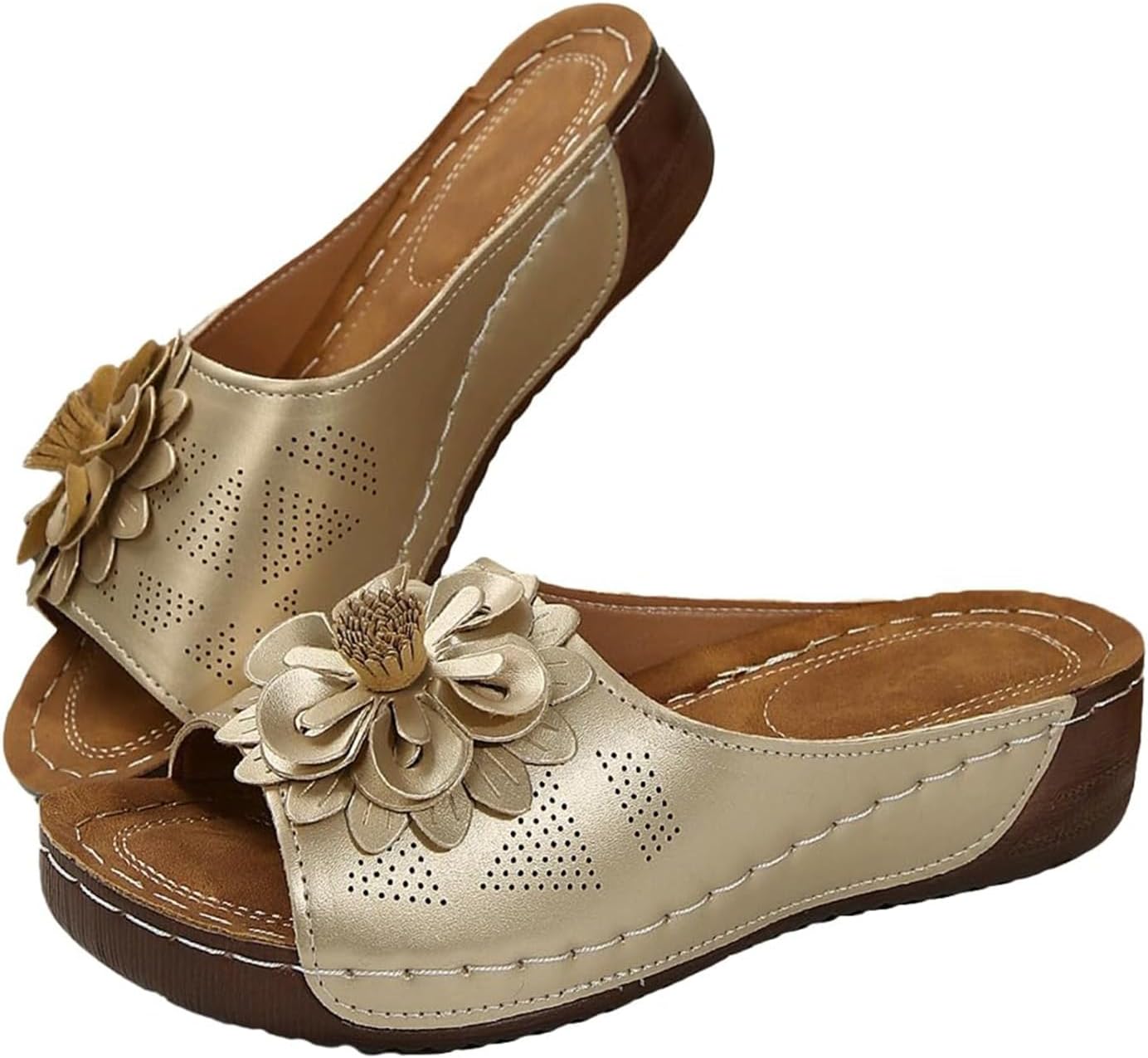 

Шикарные ортопедические сандалии для женщин Chic Flowers Generic, золотой