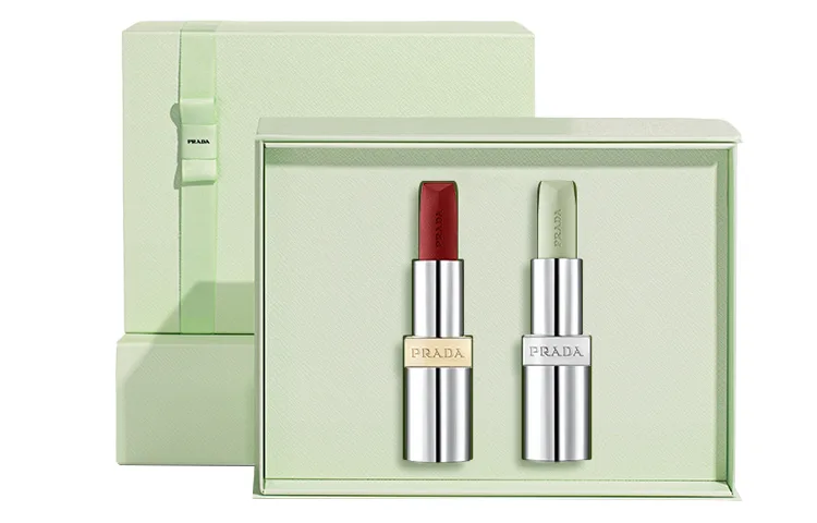 PRADA Набор помад Double Lipstick Box Limited Edition, легко наносится, натуральный, стойкий, B101 Nude Brown+B107 Naked Brown — фото 2