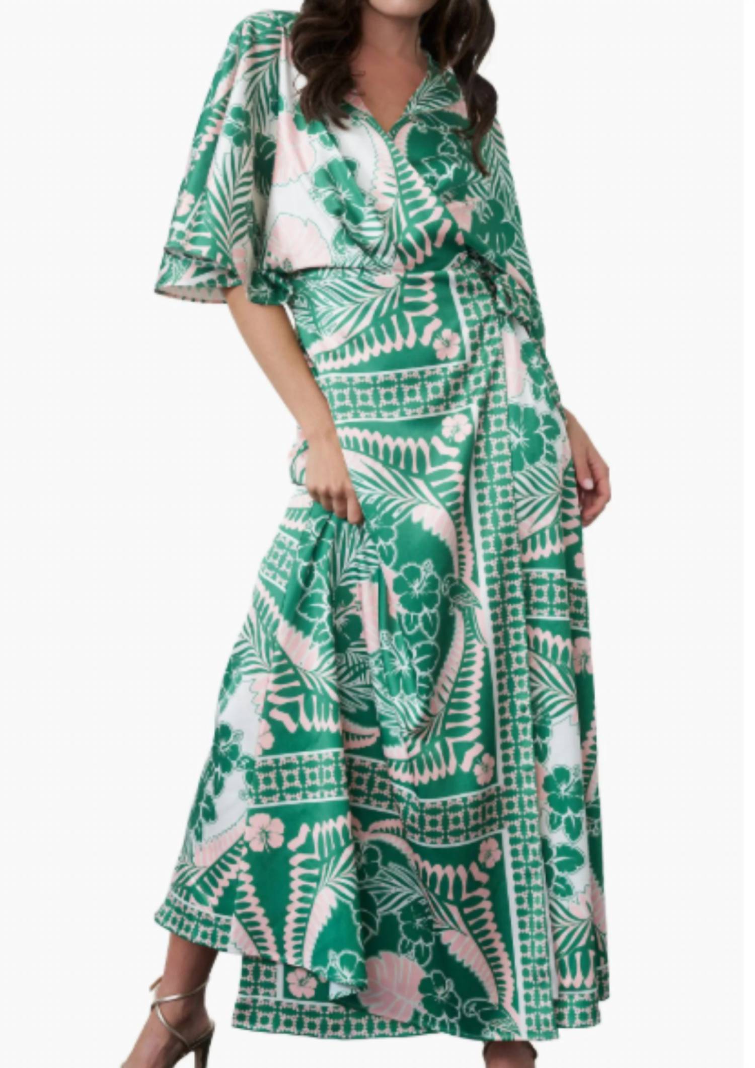 

Облегающее макси-платье в зеленом и оранжевом CIEBON