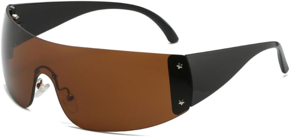 

MUTYNE Панк Винтажные Солнцезащитные очки для женщин, солнцезащитные очки-обтекатели для мужчин, солнцезащитные очки UV400, спортивные цельные очки, модные без оправы, Black Brown