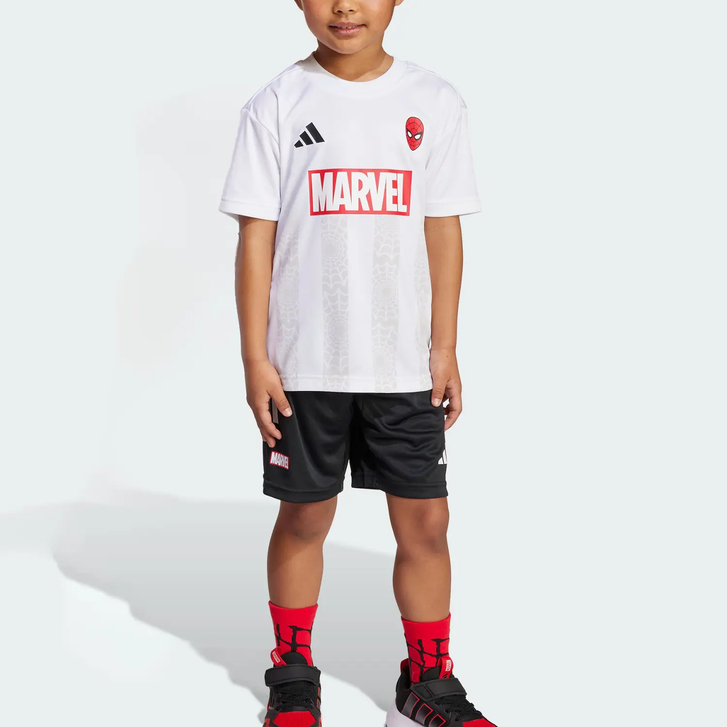 Adidas Marvel, повседневный спортивный костюм Climacool 2 Piece Set White/Black детский — фото 3