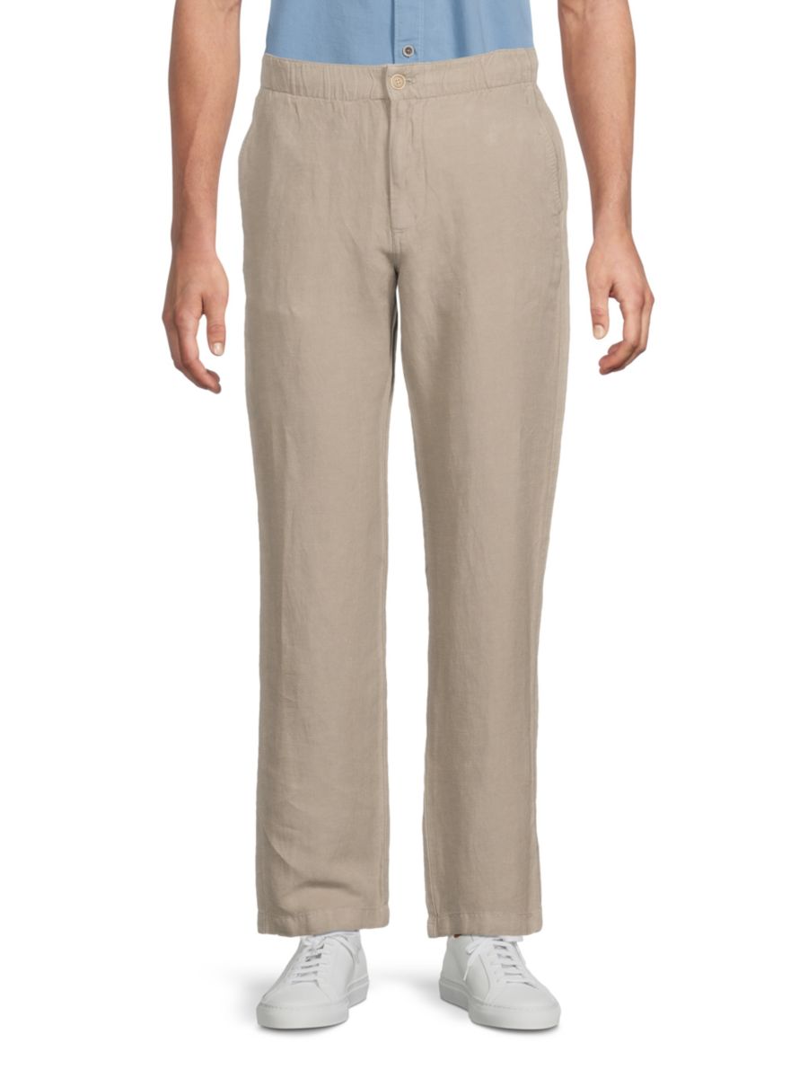 

Брюки из смесовой льняной ткани Tommy Bahama, серый