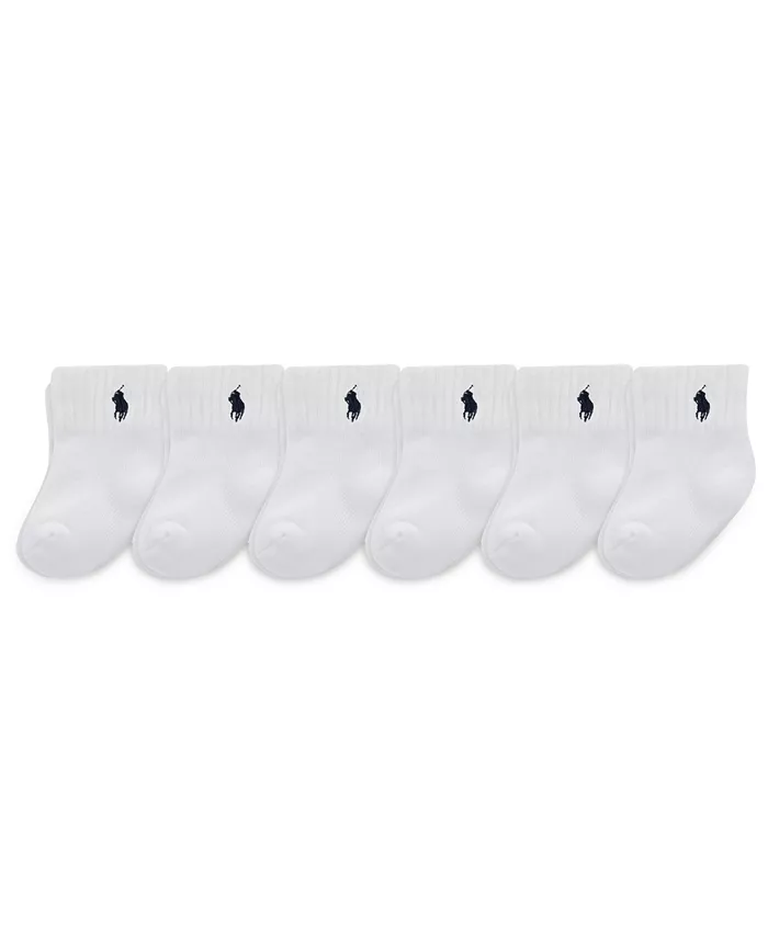 

Детские носки Baby Sport Quarter Socks для мальчиков, набор 6 пар Polo Ralph Lauren, белый