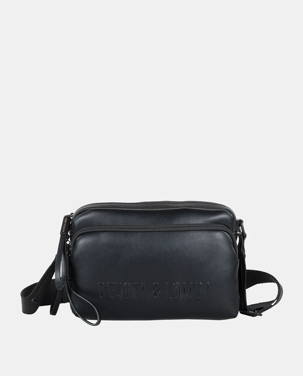 

Малая сумка через плечо с тисненым логотипом Devota & Lomba, черный