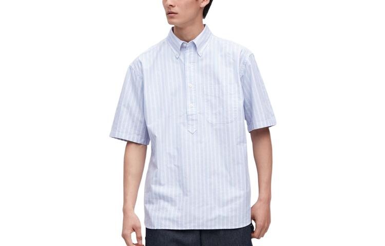 

Рубашка унисекс пудрово-голубая Uniqlo, розовый/голубой