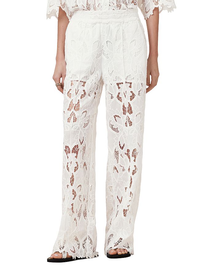 

Широкие брюки Charli с цветочным кружевом ALLSAINTS, белый