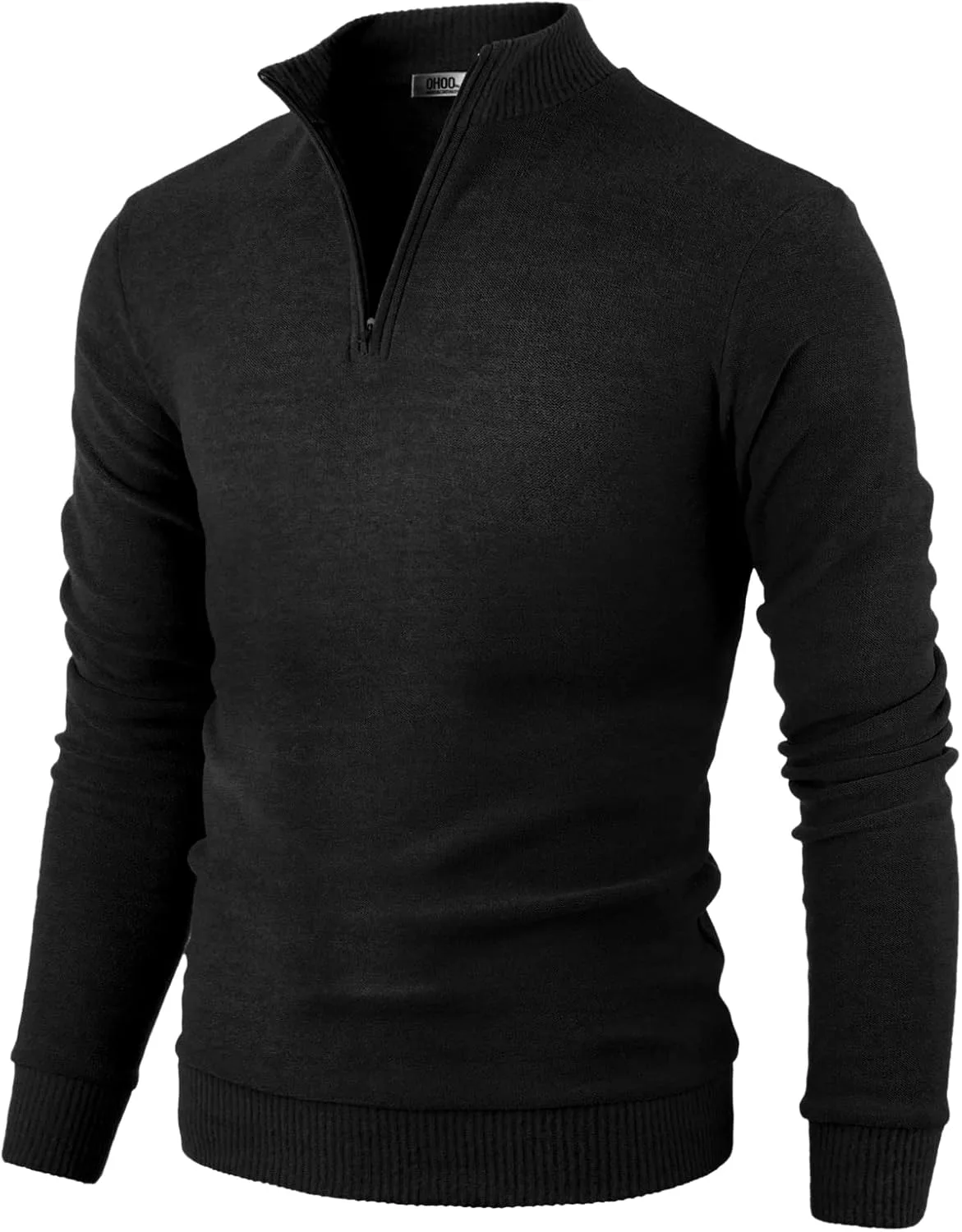 

Ohoo мужской тонкий поло-пуловер с четвертью молнией и воротником-стойкой