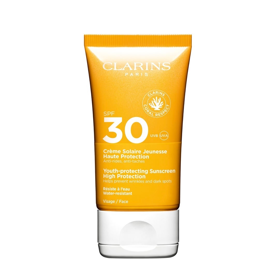 

Солнцезащитный крем sun care crème solaire jeunesse haute protection spf 30 Clarins, объем 50 мл
