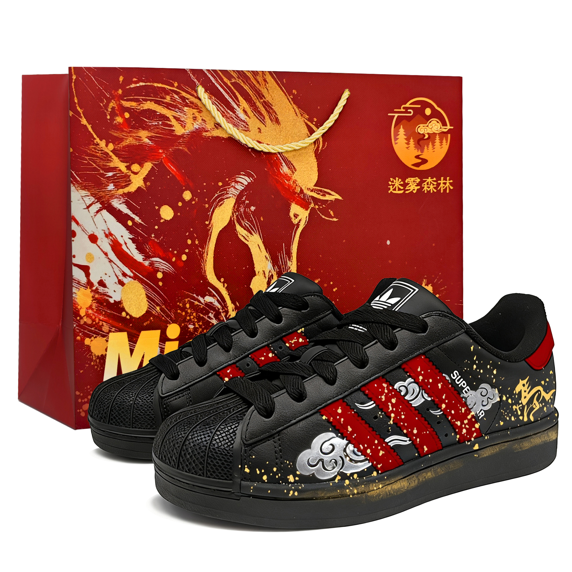 

Adidas Originals Superstar 2 Red Cloud Shopping Bag Abrasion Resistant низкие кроссовки для скейтбординга Unisex Black Red