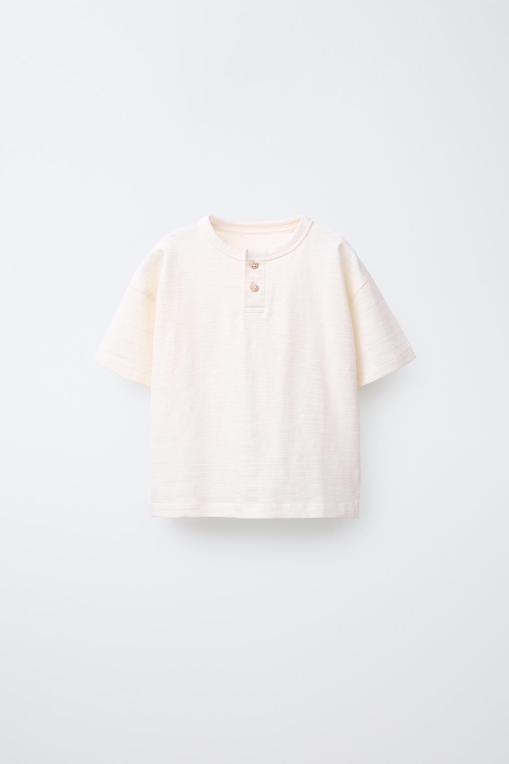 

Простая футболка henley ZARA, экрю