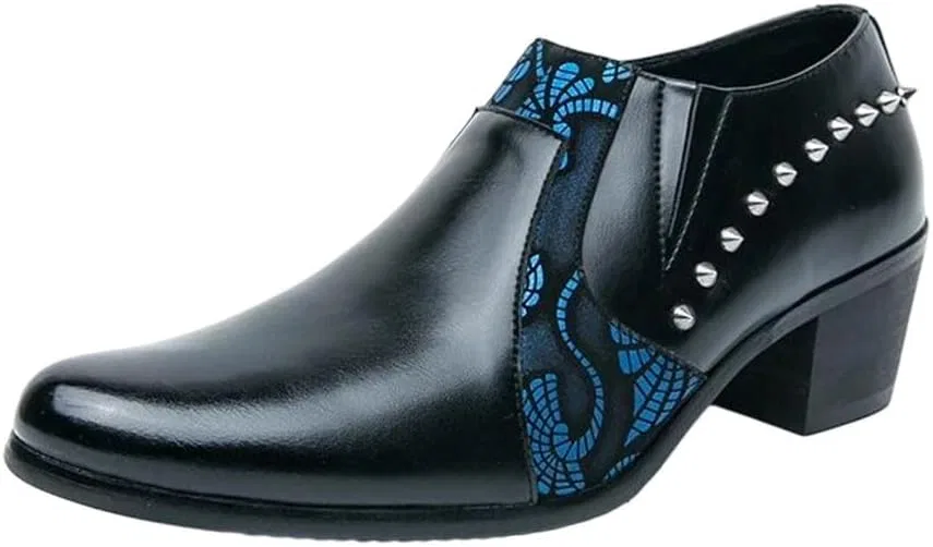 Лоферы кожаные на каблуке Men's, Black Blue