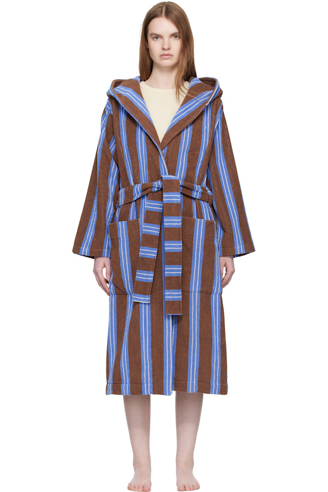 

Tekla Халат с капюшоном из махровой ткани коричневого и синего цвета