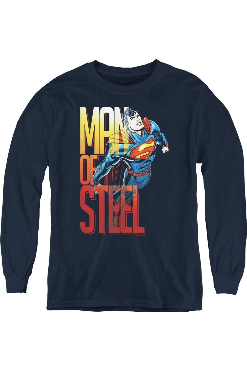 

Футболка с длинным рукавом Superman Steel Flight для детей Gildan, темно-синий