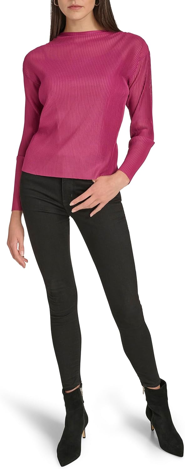 

Женский топ Calvin Klein с длинными рукавами и воротником-стойкой, Mulberry