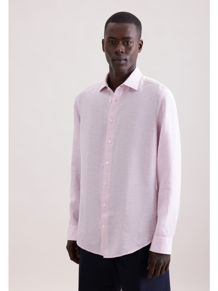 

Seidensticker Приталенная льняная рубашка розового цвета