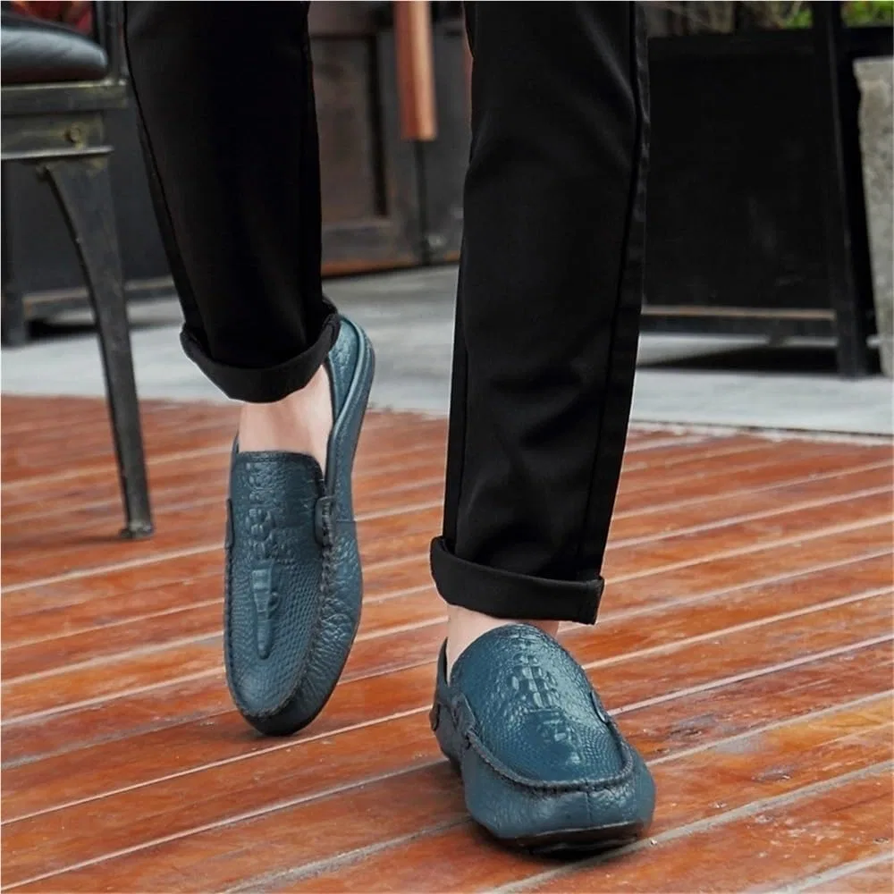 Лоферы с крокодиловой текстурой, Loafers, Blue DHFIRUFSHLO — фото 2