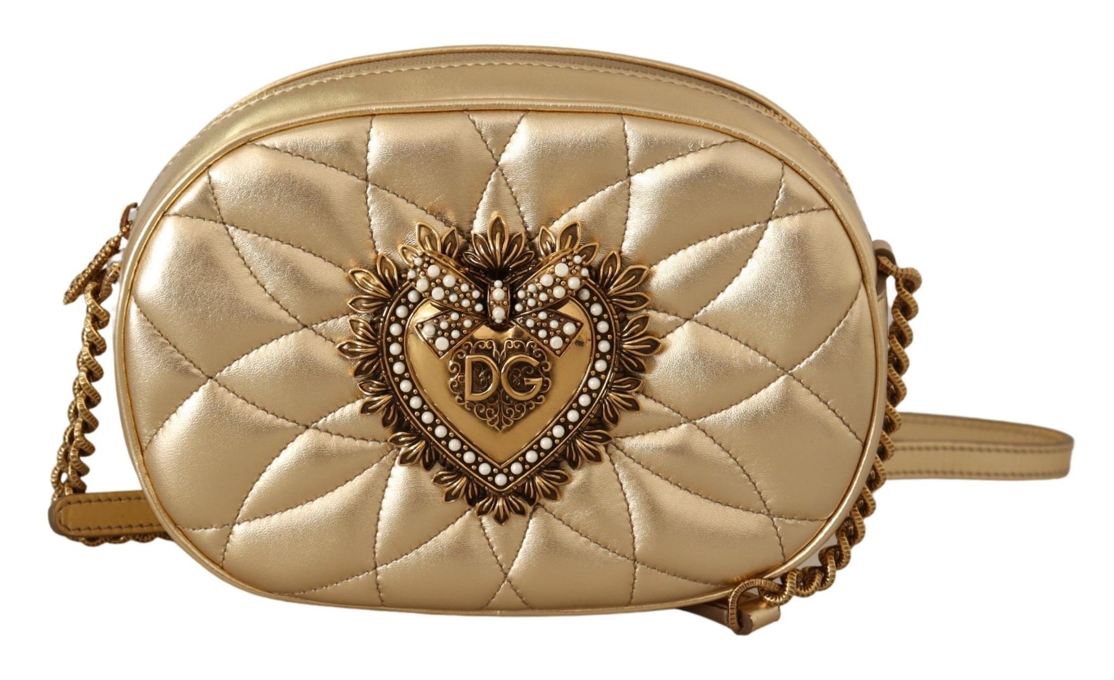 

Золотая кожаная сумка через плечо Devotion Dolce & Gabbana, золото