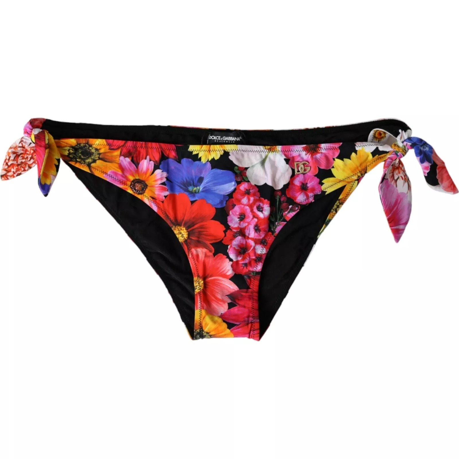 Черный купальник с цветочным принтом, плавки бикини, купальники Dolce & Gabbana