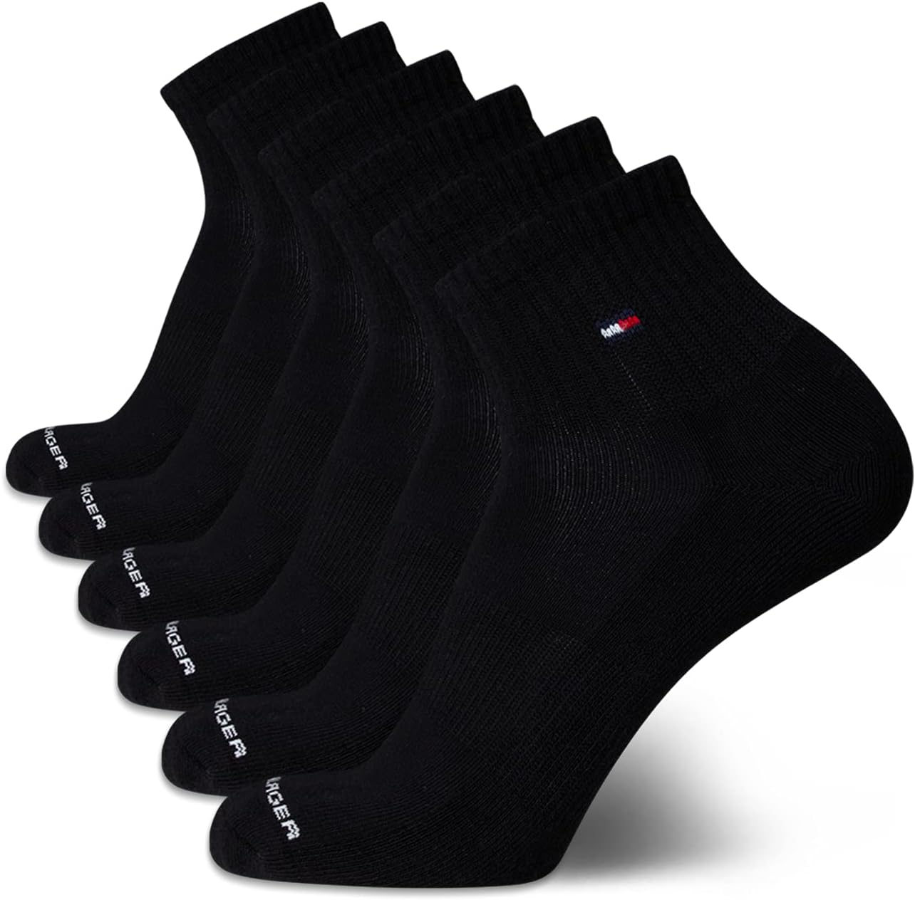 

Мужские носки Tommy Hilfiger Quarter - 6 пар мягких эластичных носков для бега до щиколотки с амортизацией для мужчин (размеры: 7-12), Pure Black