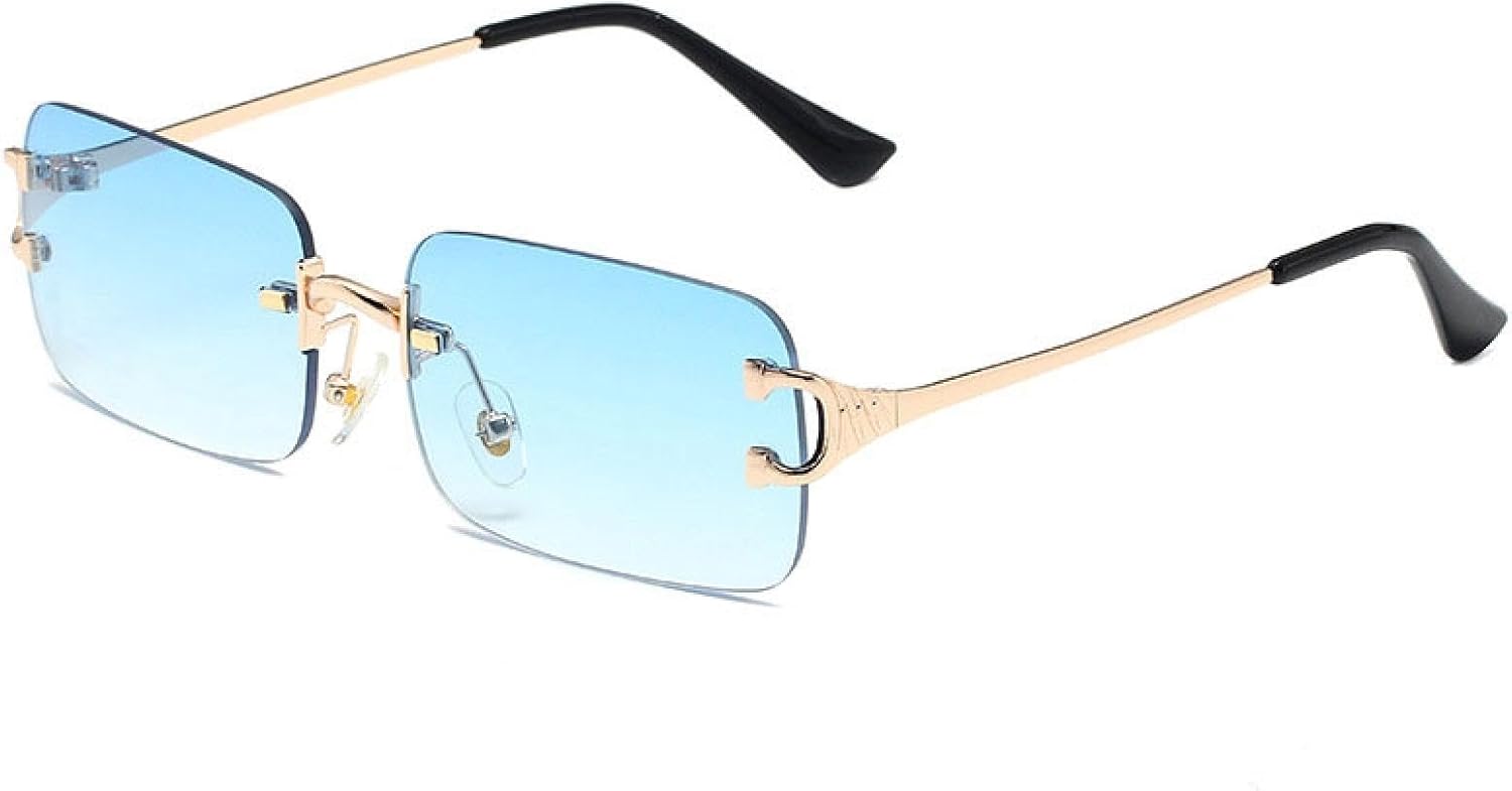 

Солнцезащитные очки с защитой от УФ-излучения UV400 | Безободковая металлическая маленькая золотистая оправа | Для женщин и мужчин, для занятий спортом на открытом воздухе и вождения DSVIGF, C4