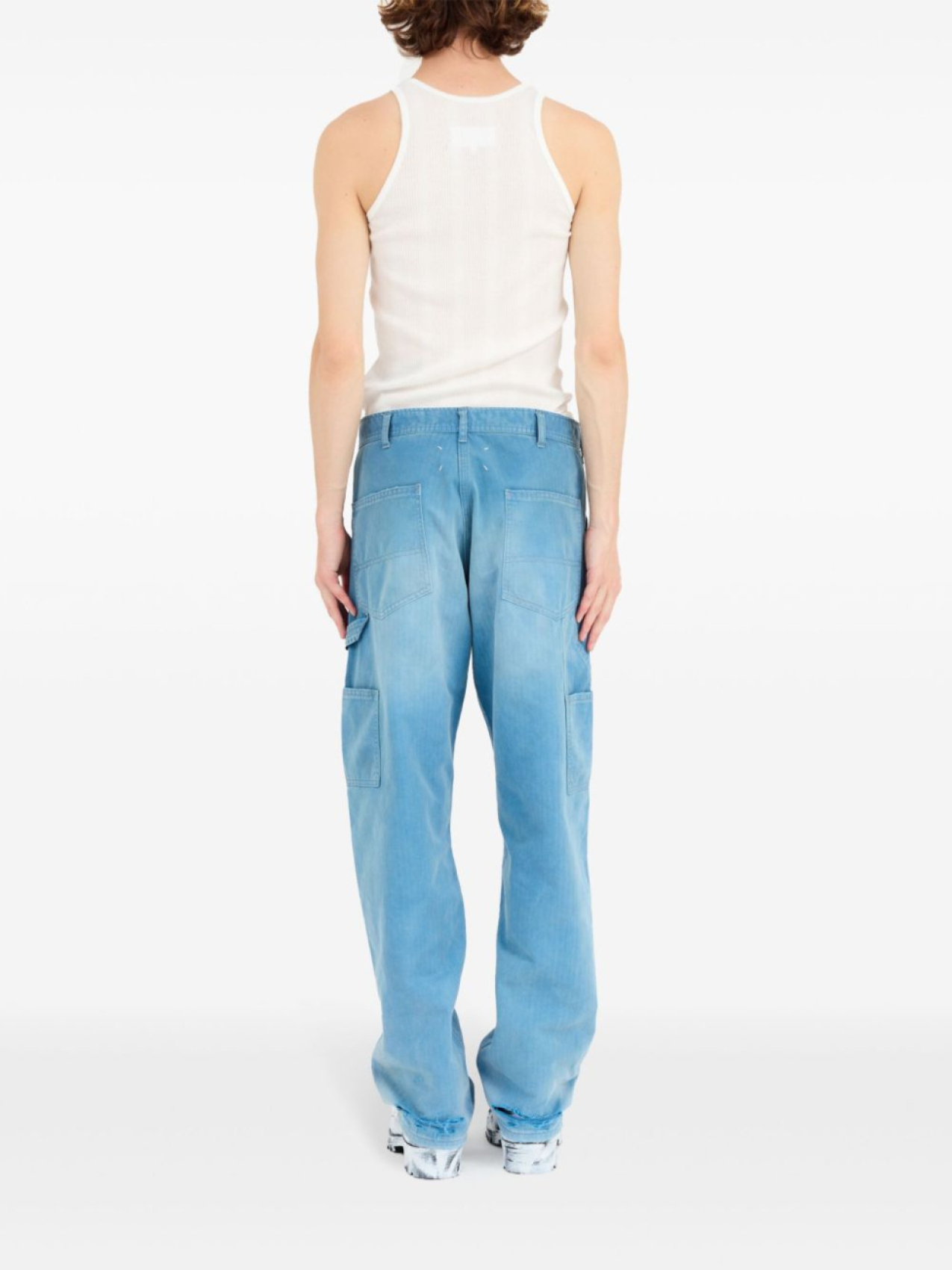Maison Margiela широкие джинсы с низким шаговым швом и логотипом, синий — фото 4