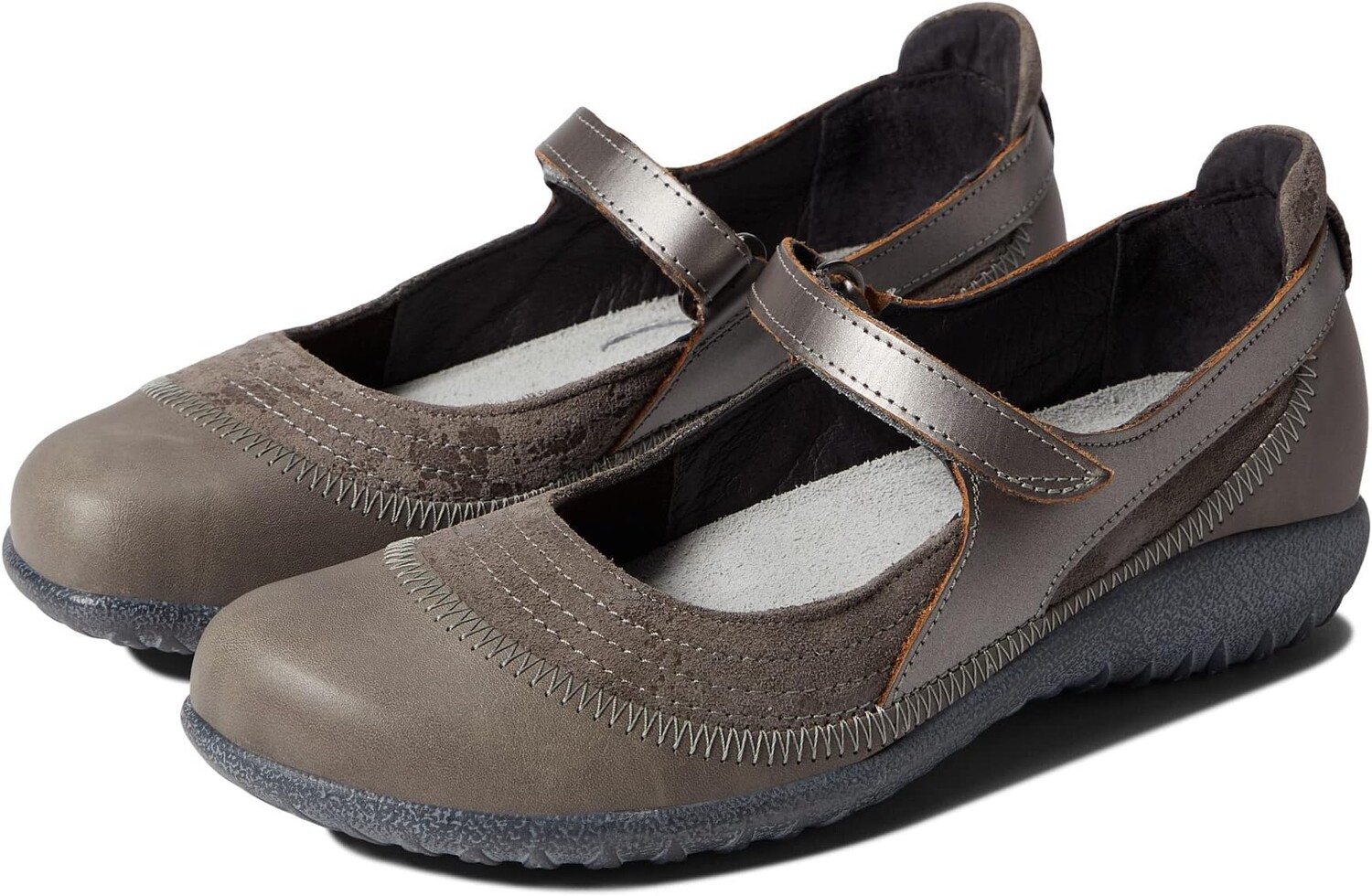 Балетки Kirei Naot, цвет Gray Marble Suede/Foggy Gray Leather/Mirror Leather