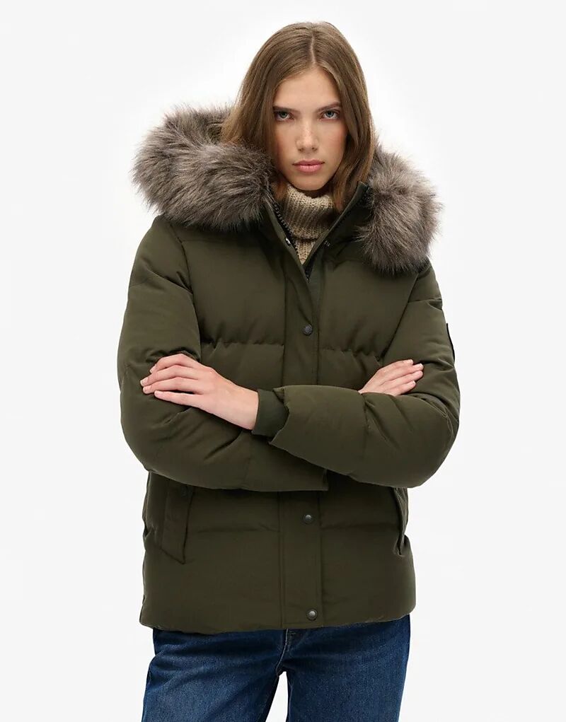 

Утепленная куртка Superdry Everest Five Baffle цвета армейского хаки