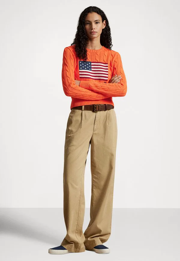 Свитер-Комбинезон из хлопка с усадкой и косами. Polo Ralph Lauren, Sailing Orange — фото 2