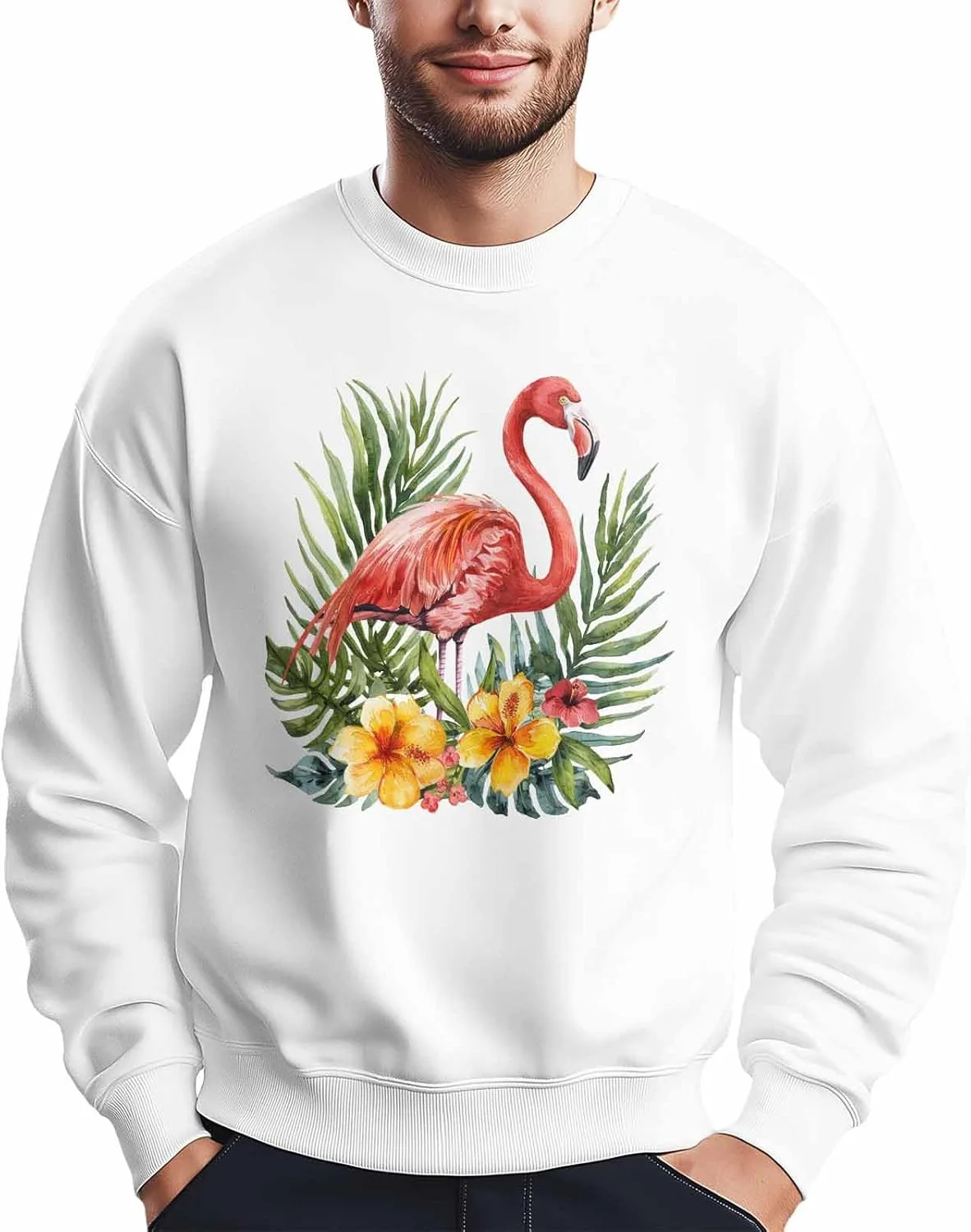 

BEMIGO свитшот мужской Flamingo оверсайз с тропическим принтом