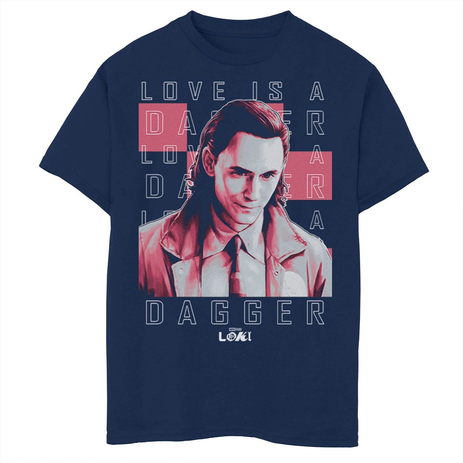 

Футболка с рисунком Marvel Loki Love Is A Dagger для мальчиков 8–20 лет Licensed Character, синий