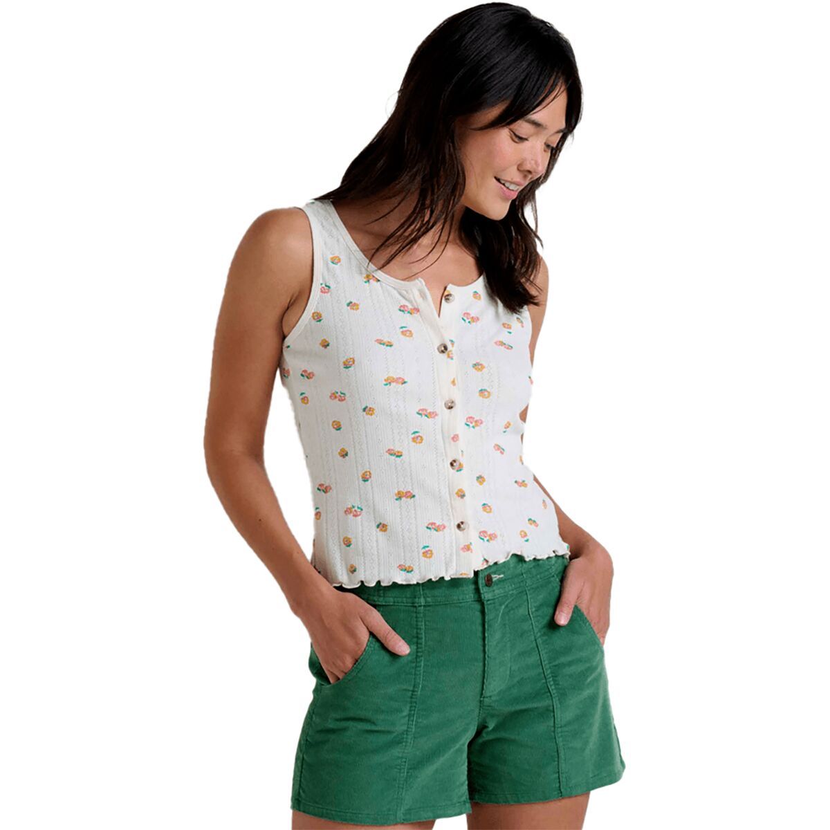 

Футболка с пуговицами и ажурной вязкой Foothill pointelle Toad&Co, цвет salt nasturtium print