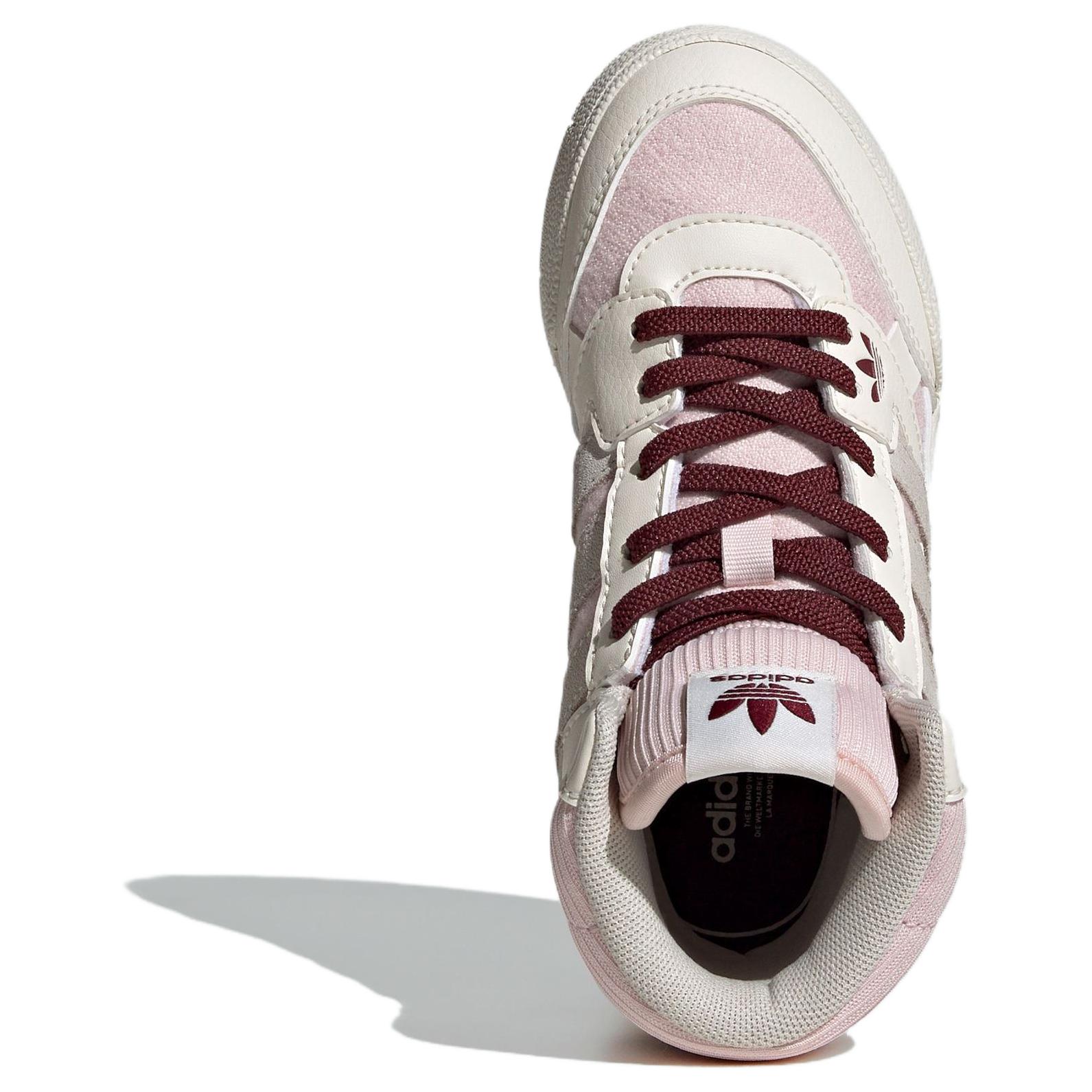 Скользоустойчивые противоударные мидтопы для скейтбординга Adidas Originals Light Pink Kids, розово-белые/тёмно-красные/буро-коричневые — фото 4