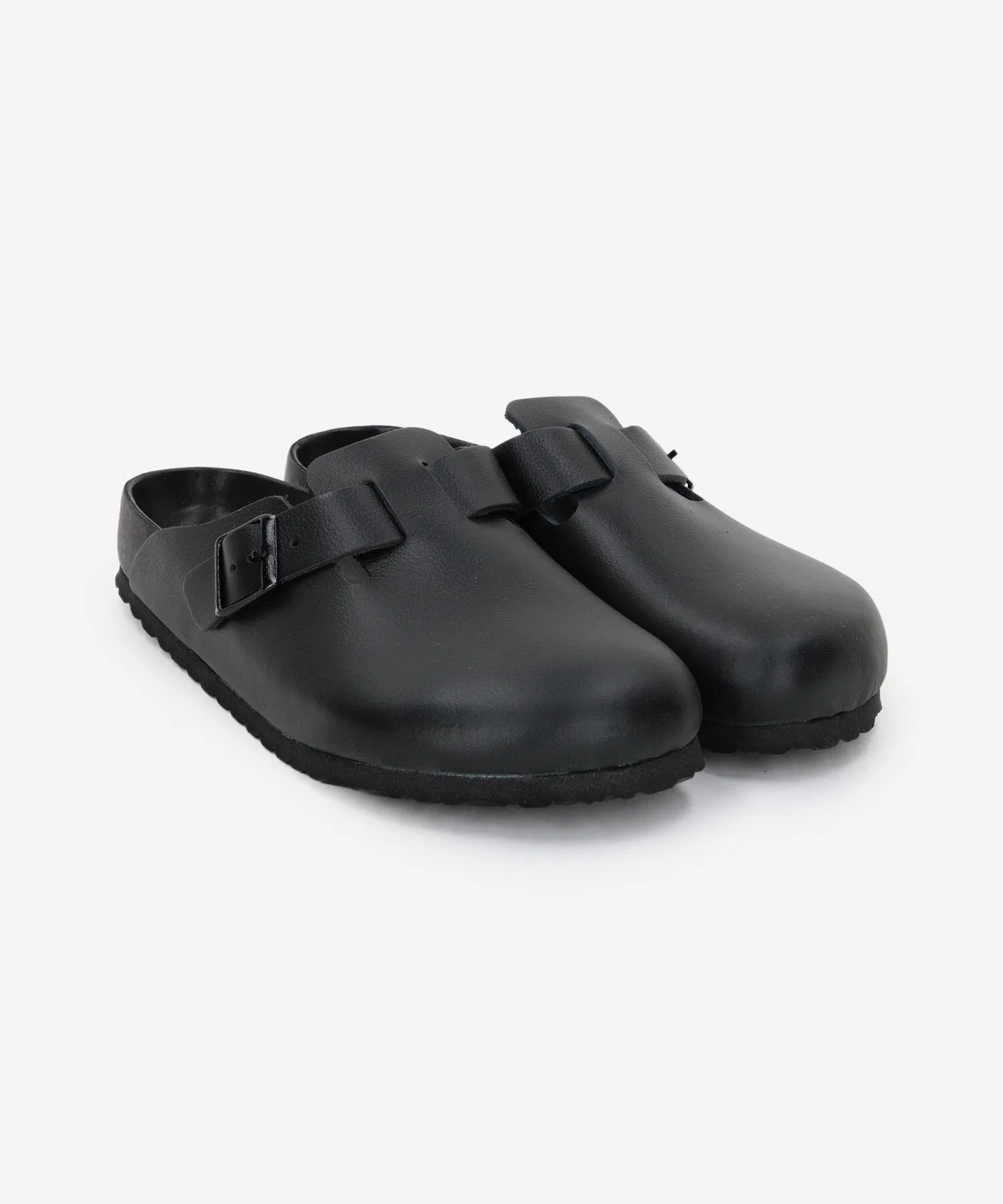 Унисекс сандалии из натуральной кожи BIRKENSTOCK Boston чёрные