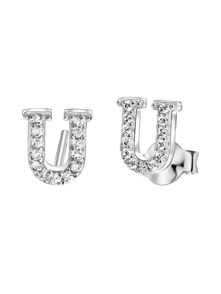 

Lucardi Серебряные серьги 925 пробы с буквой «U»