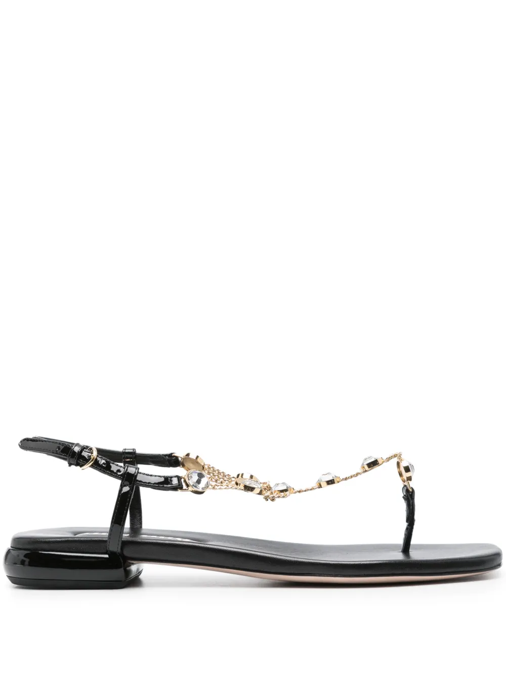 Сандалии с кристаллами MIU MIU, черный