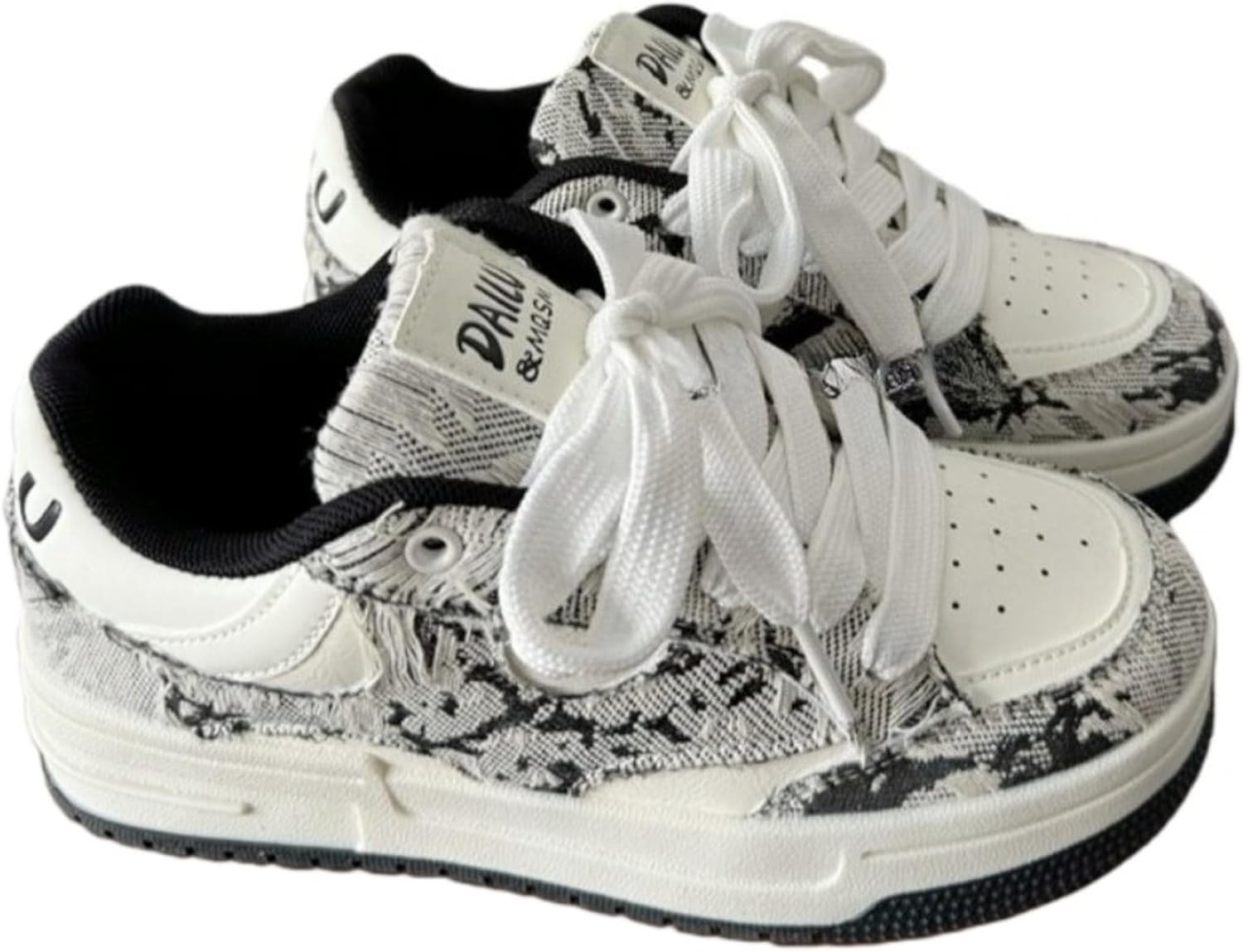 

Кроссовки ZQW с потертым денимом для женщин и мужчин, круглый носок, массивная платформа, на шнуровке, дышащие, широкий размер, повседневные кроссовки для улицы, школы, прогулок и свиданий, черный