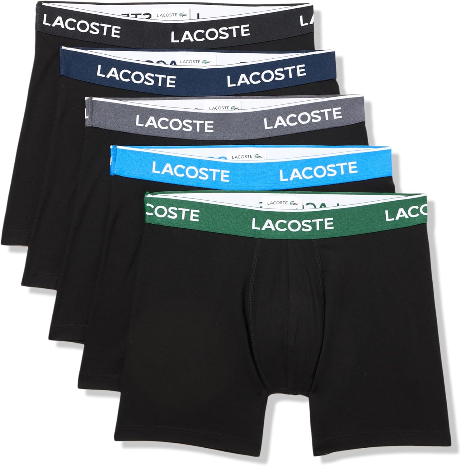 

Lacoste мужские хлопковые эластичные боксеры Essentials, 5 шт (Amazon Exclusives), Black/Graphite/Green/Kingdom/Navy Blue