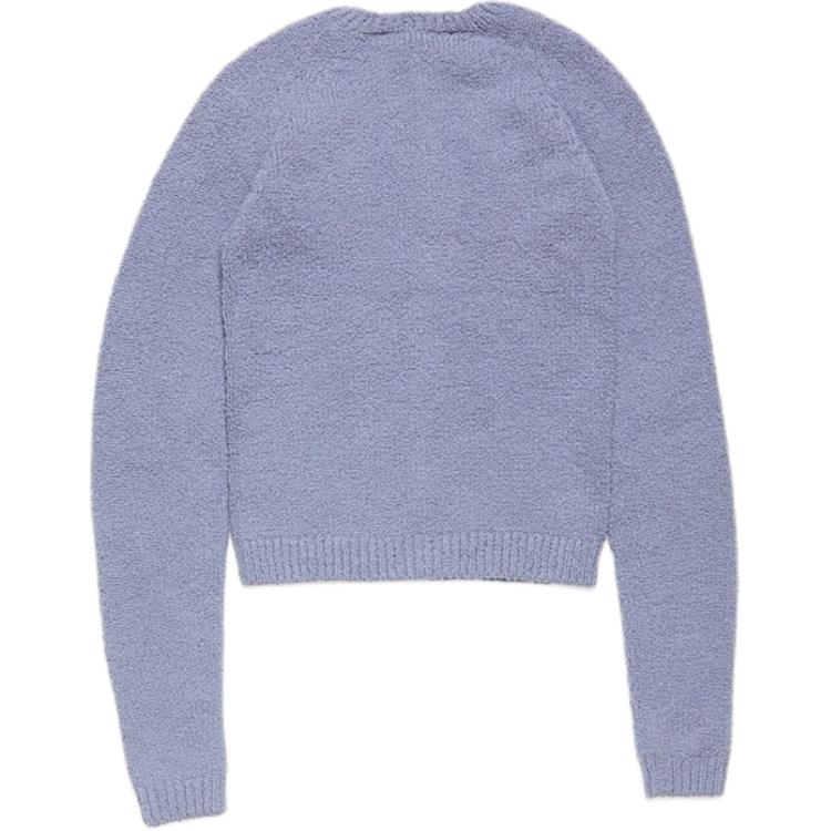 Acne Studios Женский трикотажный кардиган с круглым вырезом, стального синего цвета, средней толщины — фото 3