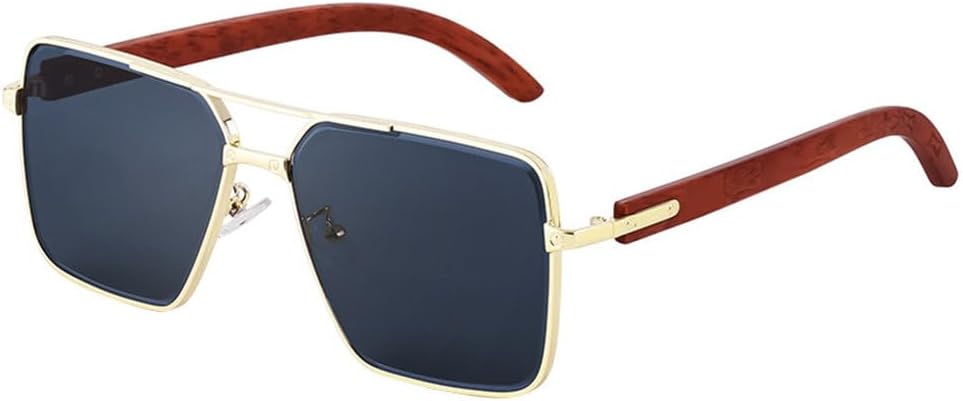 

LVTFCO Стильные женские солнцезащитные очки в стиле ретро с металлической оправой, имитирующей дерево, летние мужские очки для вождения с защитой от УФ-излучения UV400, 1