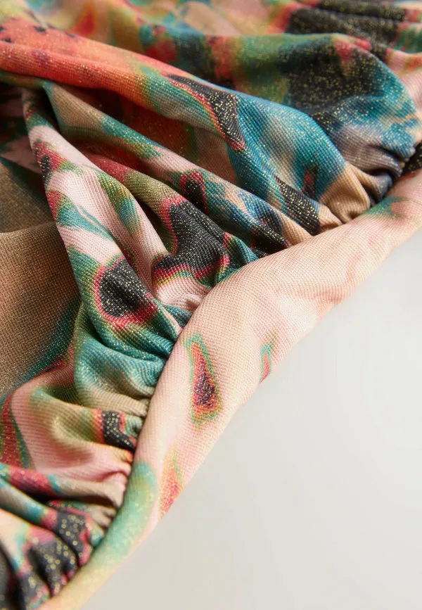 Купальник с эффектом утягивания живота Next, Teal Pink Lurex Animal — фото 4