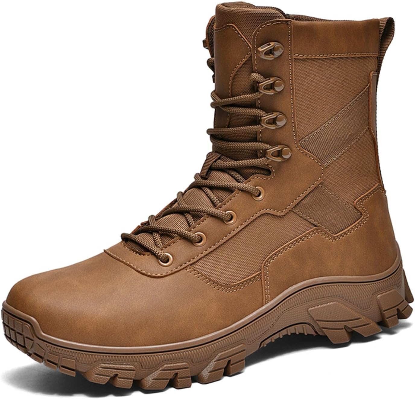 

Мужские тактические сапоги Psieicwm с верхом из замши и сетки, шнуровкой, военного стиля, с круглым носком, легкой амортизированной стелькой и нескользящей резиновой подошвой, боевой стиль, коричневый