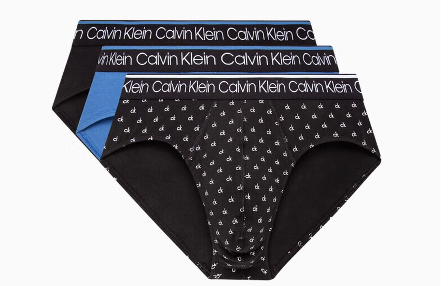 Кальсоны мужские CALVIN KLEIN комплект из 3 штук (чёрный, синий, чёрный с акцентом) — фото 2